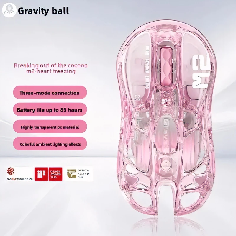 GravaStar Wireless Gaming Mouse Mercury M2 M1 Alloy 26000 DPI PAW3395DM Sensor Lightweight Hollowed Out Design RGB E-sports Mice