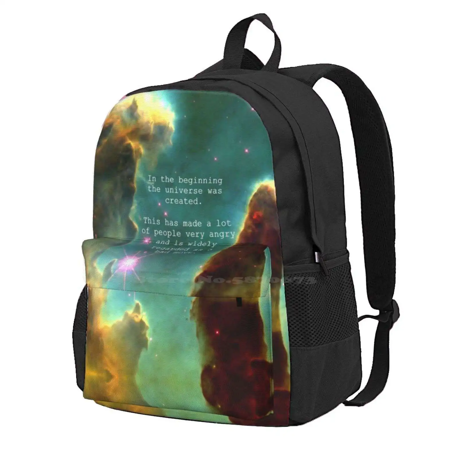 Hitchhiker'S Guide Quote Hot Sale Schoolbag Backpack Fashion Bags Hitchhikers Guide To The Galaxy Space Stars Pillars Of