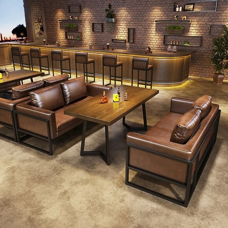 Music Dining Bar Pub Table and Chair Combination Industrial Style Bar Clear Bar Card Seat Sofa Cafe BBQ Shop Western Restaurant