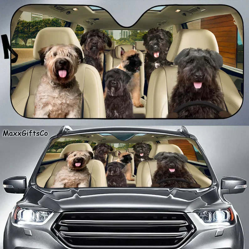 Bouvier Des Flandres Car Sun Shade, Bouvier Des Flandres Windshield, Dogs Family Sunshade, Dogs Car Accessories, Car Decoration