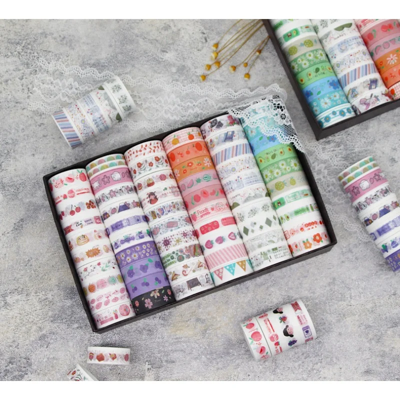

Customized productHigh quality 15mm*60rolls per set Washi tape custom printing Master roll masking tapes