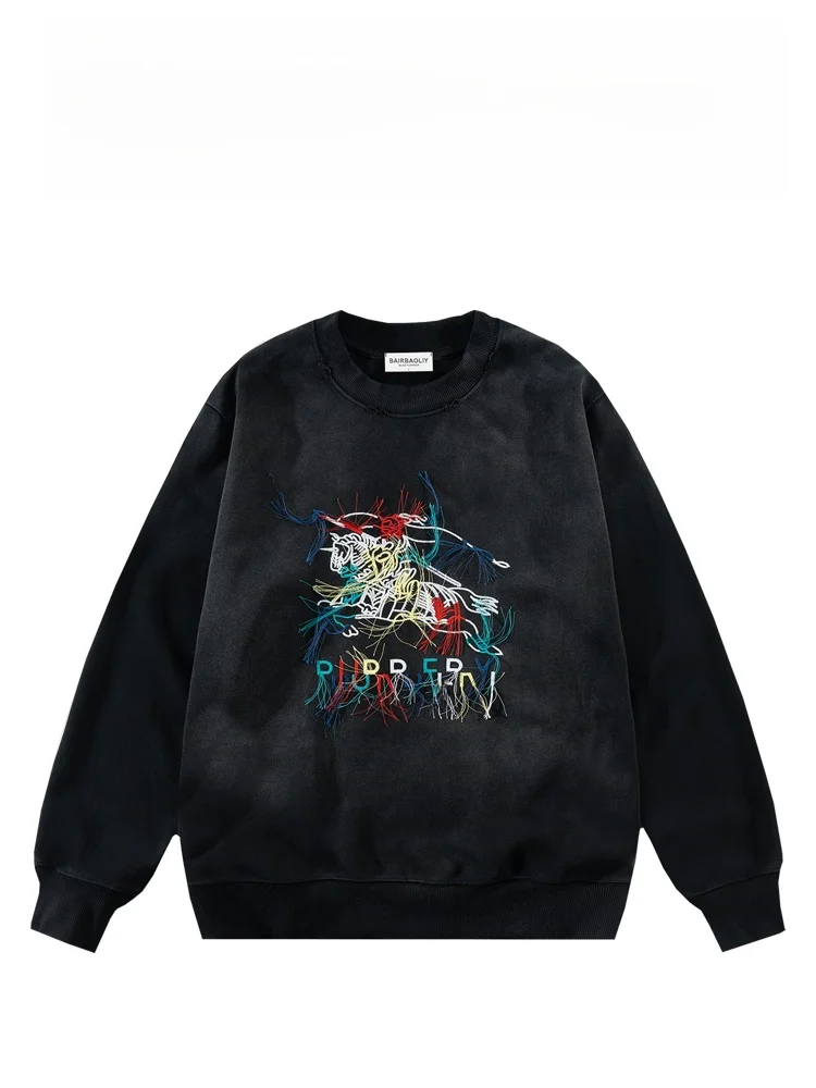 

Худи BAIRBAOLIY с вышивкой и бахромой, плотный, модный, повседневный, из хлопка и полиэстера, высокое качество