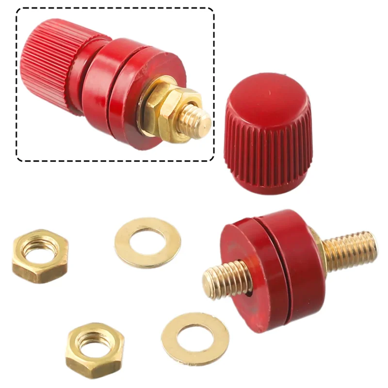 2Pcs Black /red New 6mm Brass Stud Premium Remote Battery Power Junction Post Connector Terminal Kit Automotive Connectors