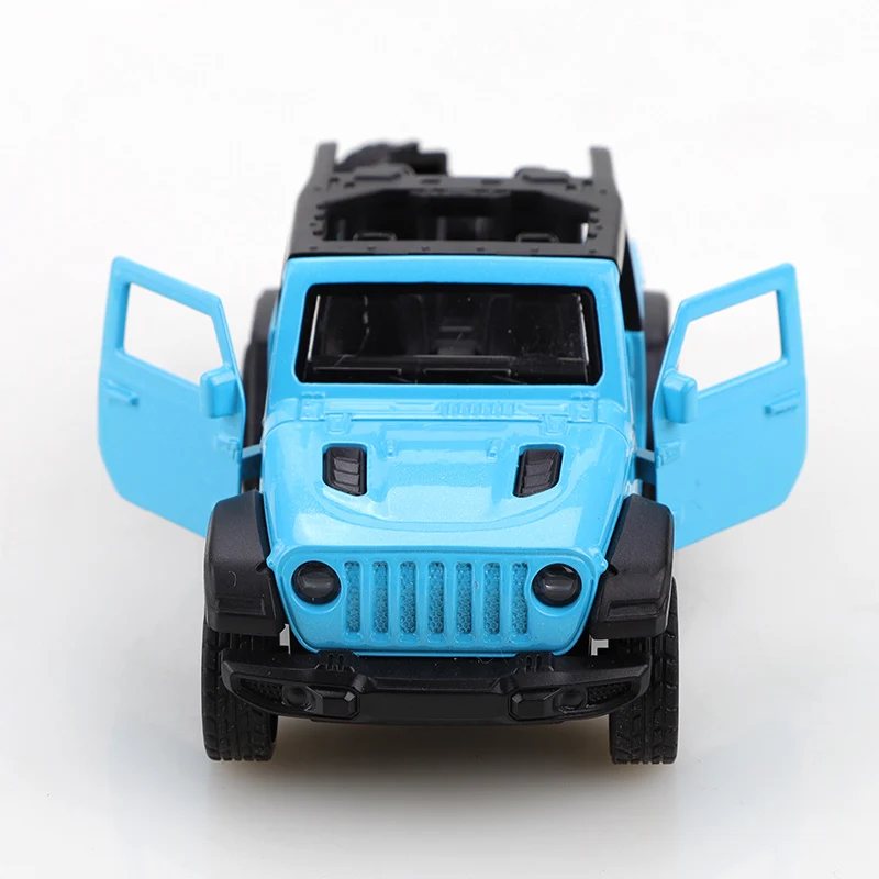 (Bagged) 1/43 nieuwe Jeep Rubicon converteerbare off-road pullback-auto, gegoten metaal, drie deuren te openen, jongensspeelgoed, zakspeelgoed
