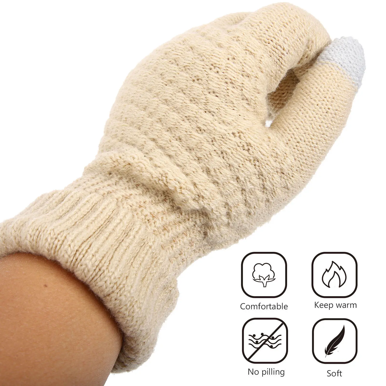 

1Pair Cold Weather Winter Gloves Touch Screen Compatible Warm Thermal Lined Cycling Gloves for Skiing Hiking Biking Outdoor Use