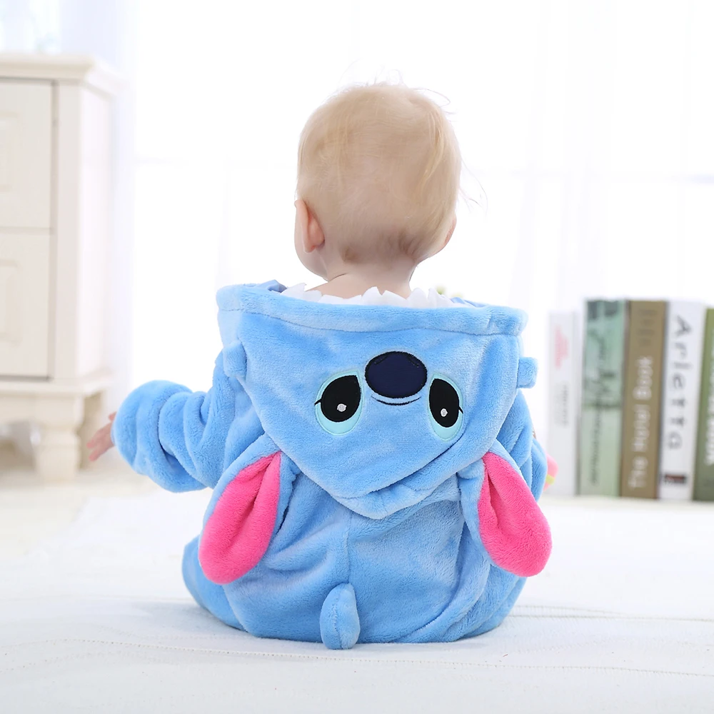 طفل غرزة Kigurumi السروال القصير الشتاء الطفل الحيوان تأثيري ازياء الوليد مقنعين قطعة واحدة Playsuit الاطفال الفانيلا بذلة 0-4T
