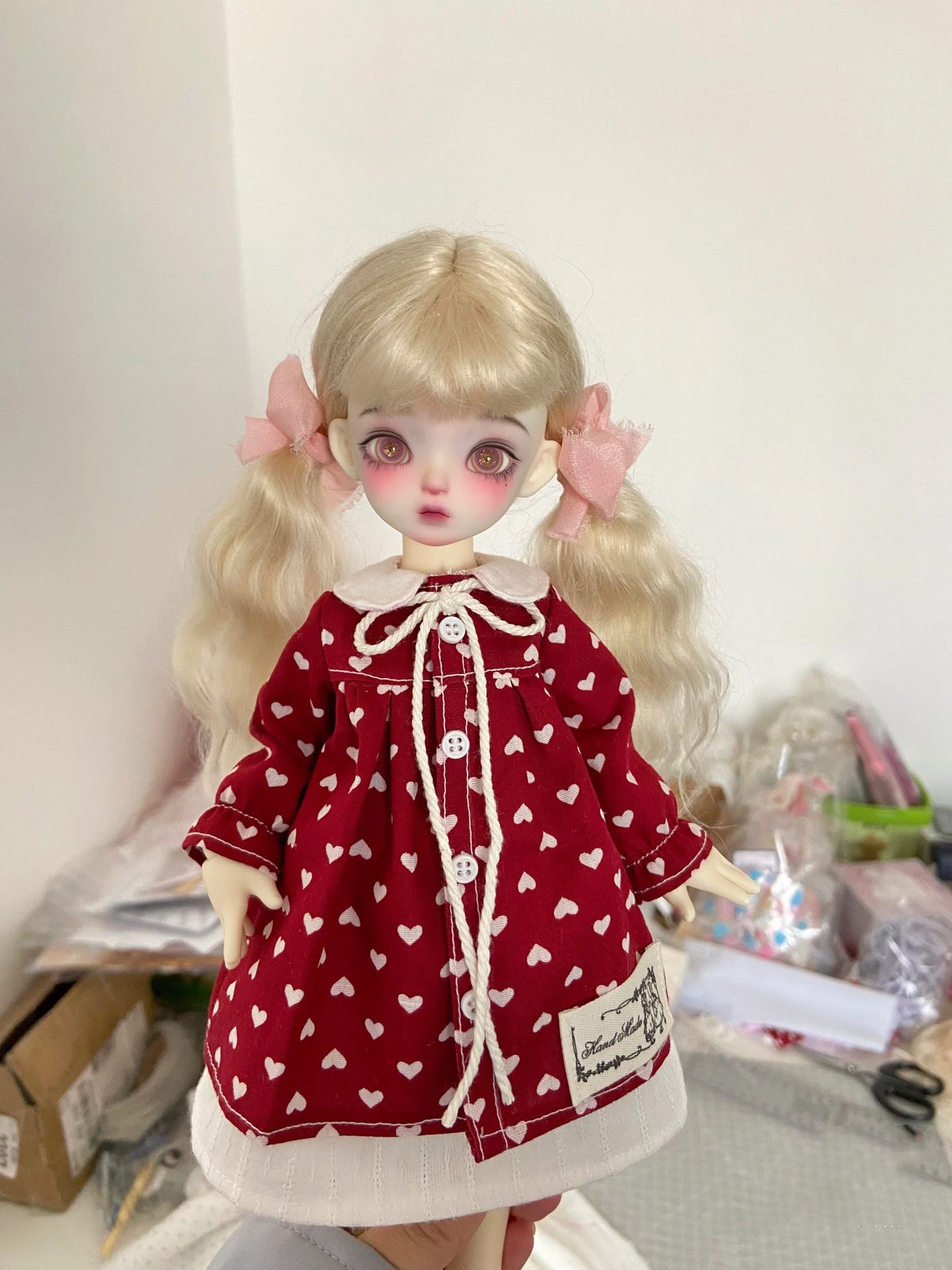 

Bjd clothes dress 1/6 30cm red love dots suit skirt (Fit Azone,ICY, JerryB, 1/6 Doll Accessories)