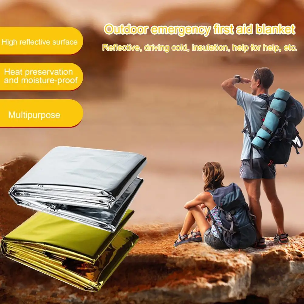 Emergency Blanket Outdoor Survival Gear Waterproof Thermal Blankets for Hiking Camping Marathons Windproof Moisture-resistant