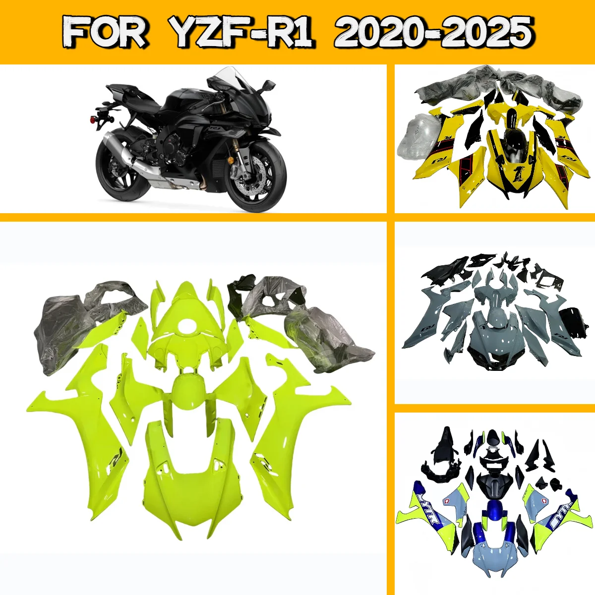 

For 2020-2025 Yamaha YZFR1 Plastic Injection Fairings Custom Paint Style 20-25 YZF R1 Aftermarket Fairing Panel Kit