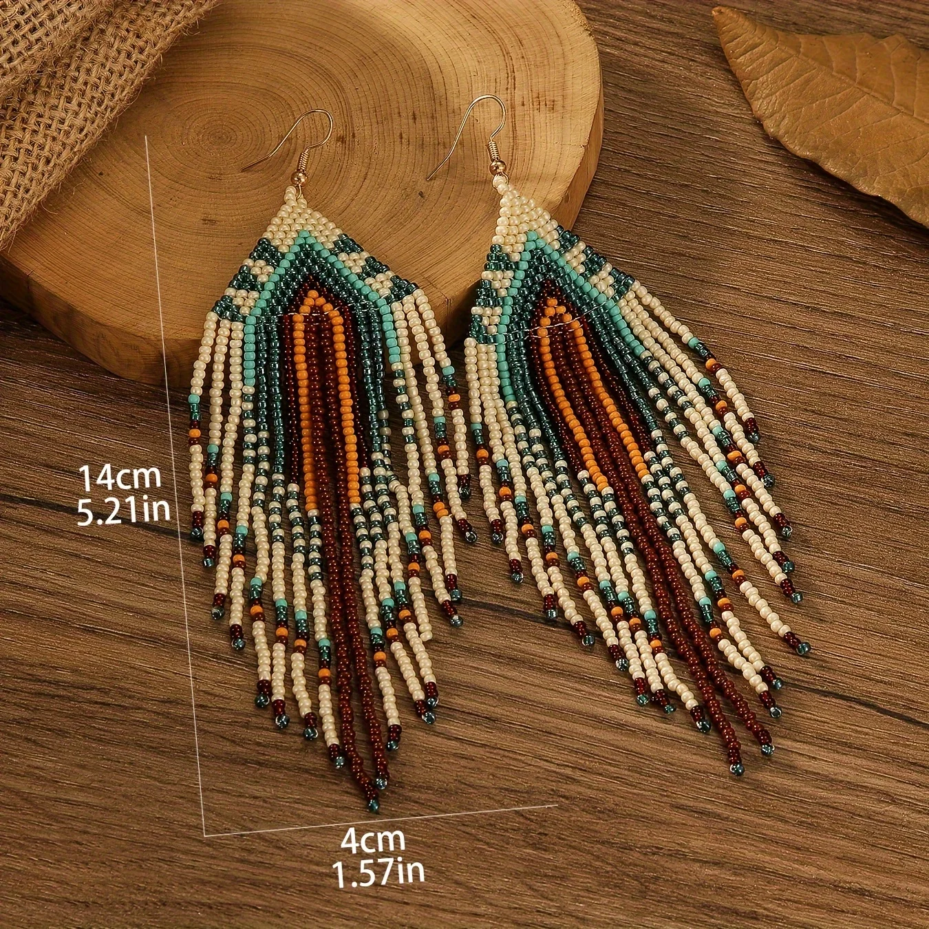 Colorful Beaded Earrings Long  - Vintage Fashion Ornaments 评论和价格
