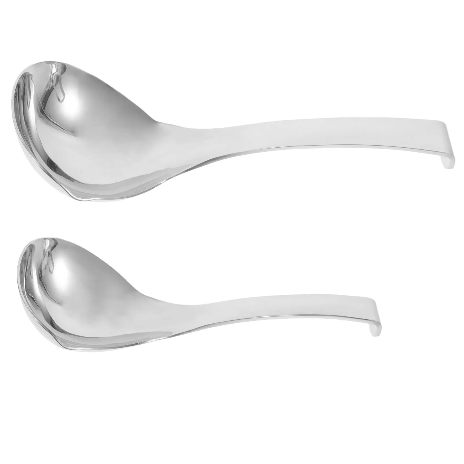 Stainless Steel Deep Serving Spoon Set – Heavy-Duty Soup Ladle with Nonslip Handle, Space-Saving for Home & Cafeteria