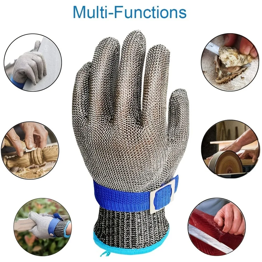 A PCS Anti-cut Gloves Safety Cut Proof Stab Resistant Stainless Steel Wire Metal Mesh Butcher Protect Meat Cut-Resistant Gloves