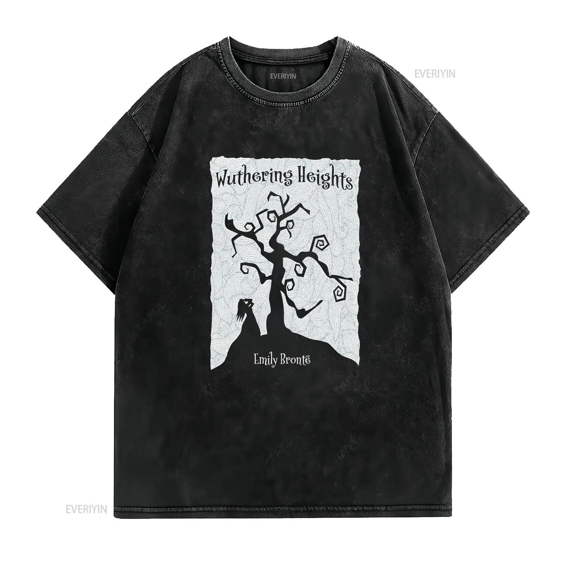 Wuthering Heights T Shirt Emily Bronte Literary Classic Book vintage Washed Casual Stylish Slightly Stretched Soft