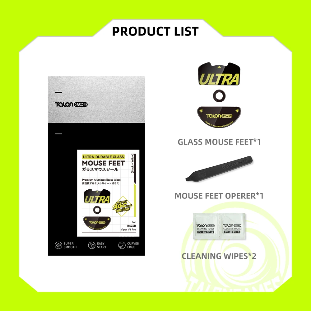 TALONGAMES Glass Mouse Skates Mouse Sensor Skate Glide Pads For Razer Viper V4 Pro Rounded Curved Edges view 6