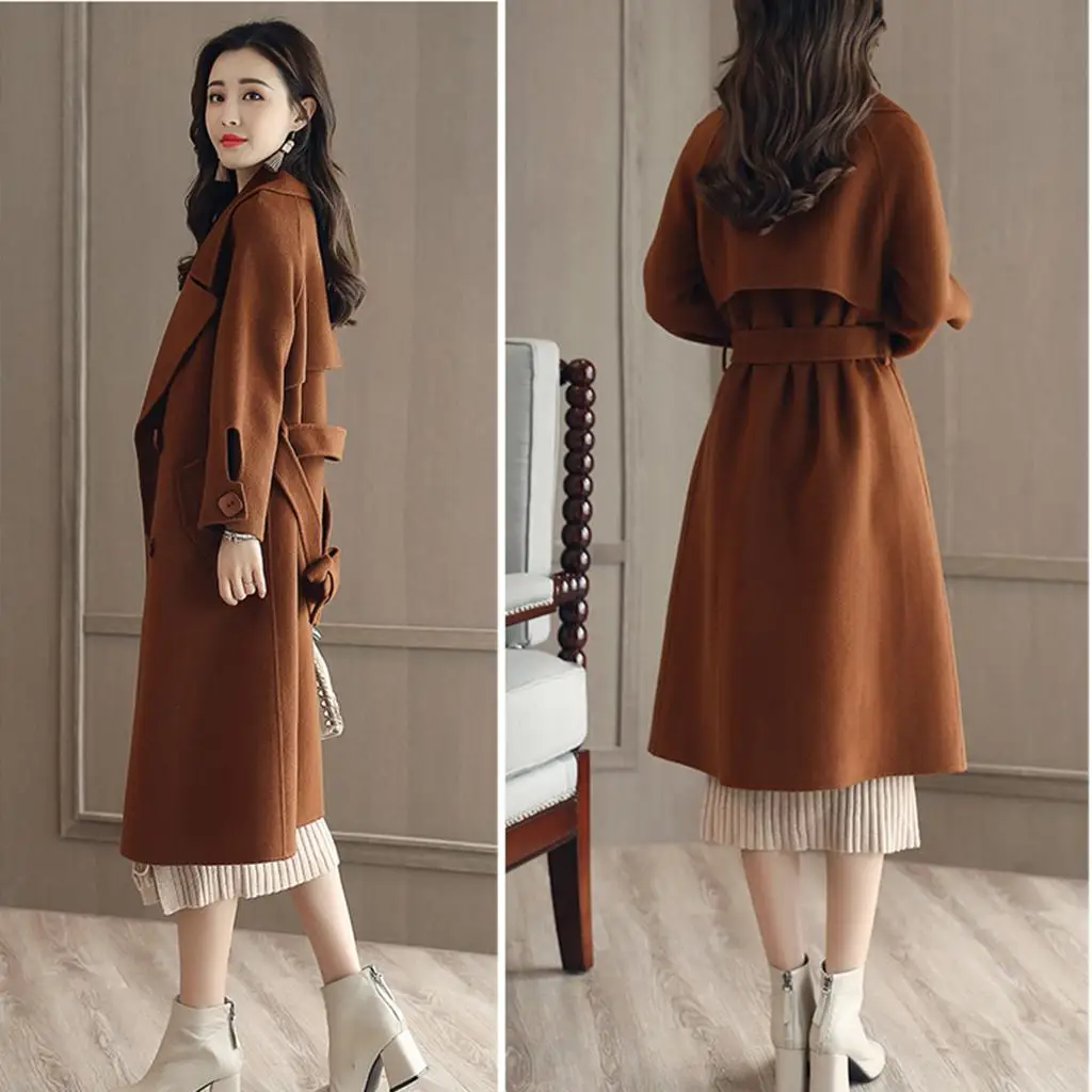 حزام خصر نسائي كلاسيكي من الصوف لمشد معطف الصوف مقاس 172 سم 4 ألوان #5