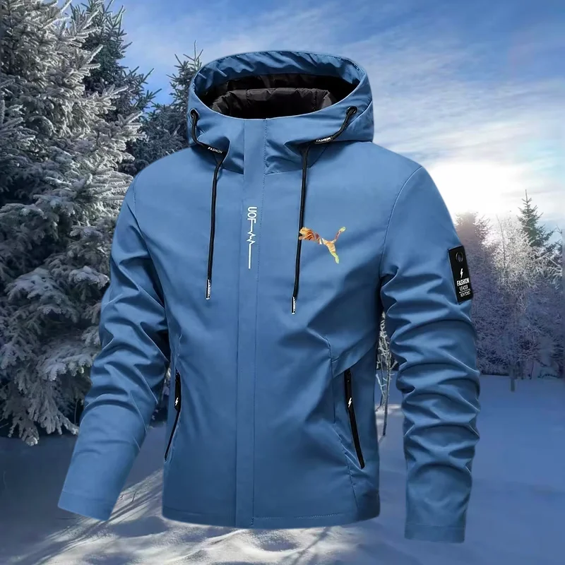 2026 fashion brand spring and autumn new classic printed design outerwear mens hot selling pocket zipper windproof hooded jacket