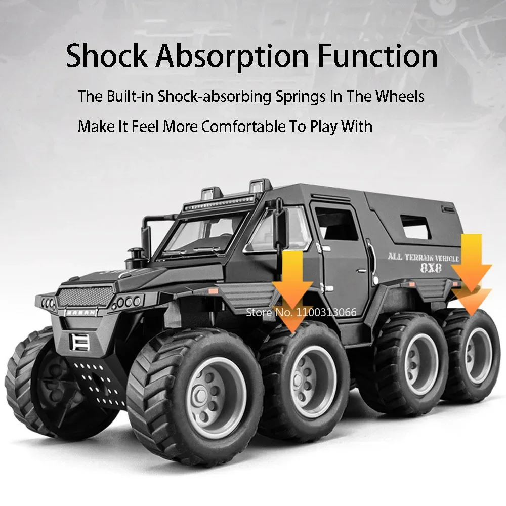 1:32 ruso Avtoros Shaman 8x8 ATV coches modelos juguetes puertas abiertas rueda todoterreno tirar hacia atrás pastilla en miniatura regalos de Festival para niños