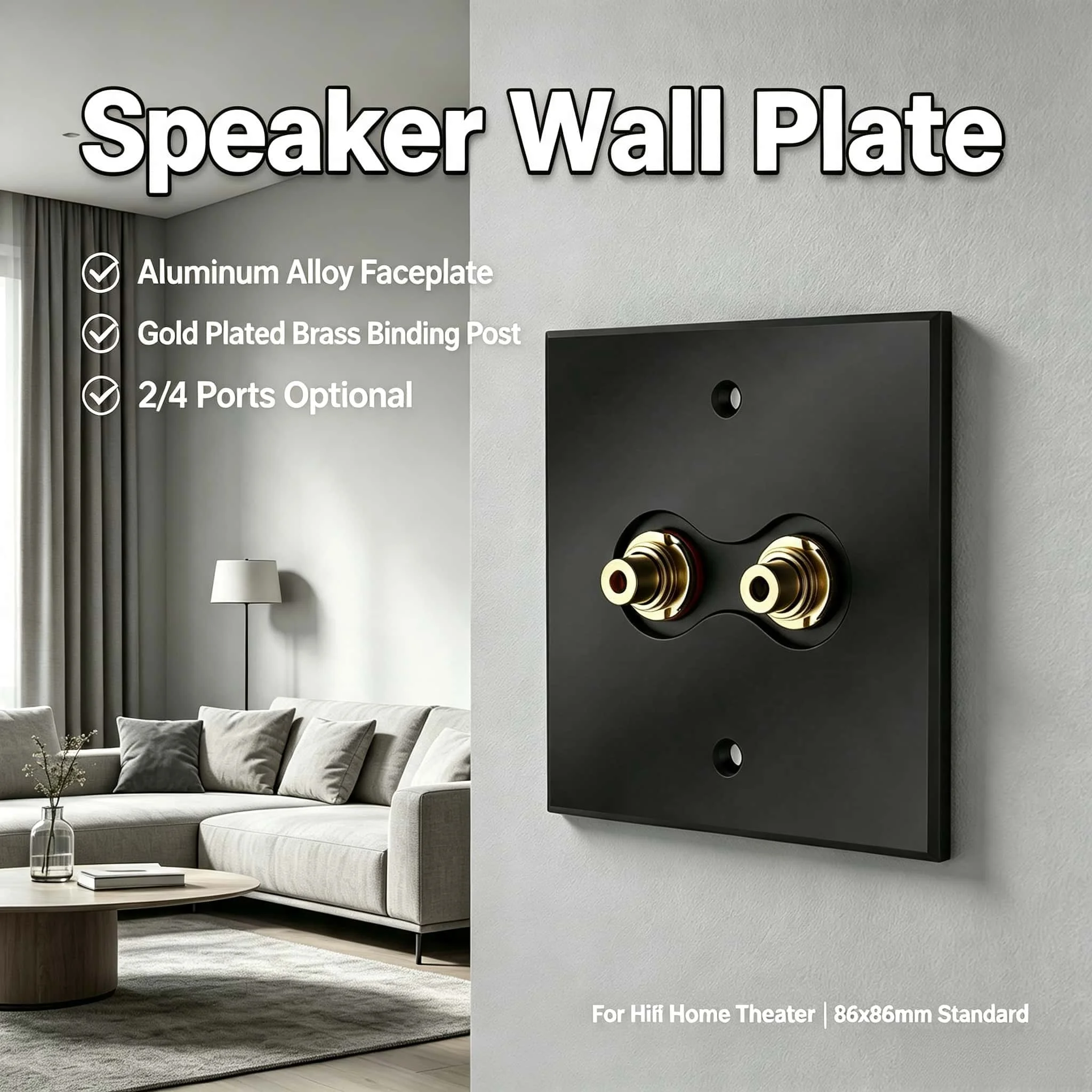 Speaker Binding Post Faceplate Audio Terminal Panel 5.1 System 86 Type Banana Female Wall Plug Hifi Y Socket Acoustic Terminals
