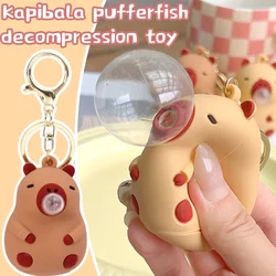 Cute Capybara Squeezes and Spits Bubbles To Decompress The Key Chain Toys Children's Schoolbag Doll Pendant Jewelry Key Chain