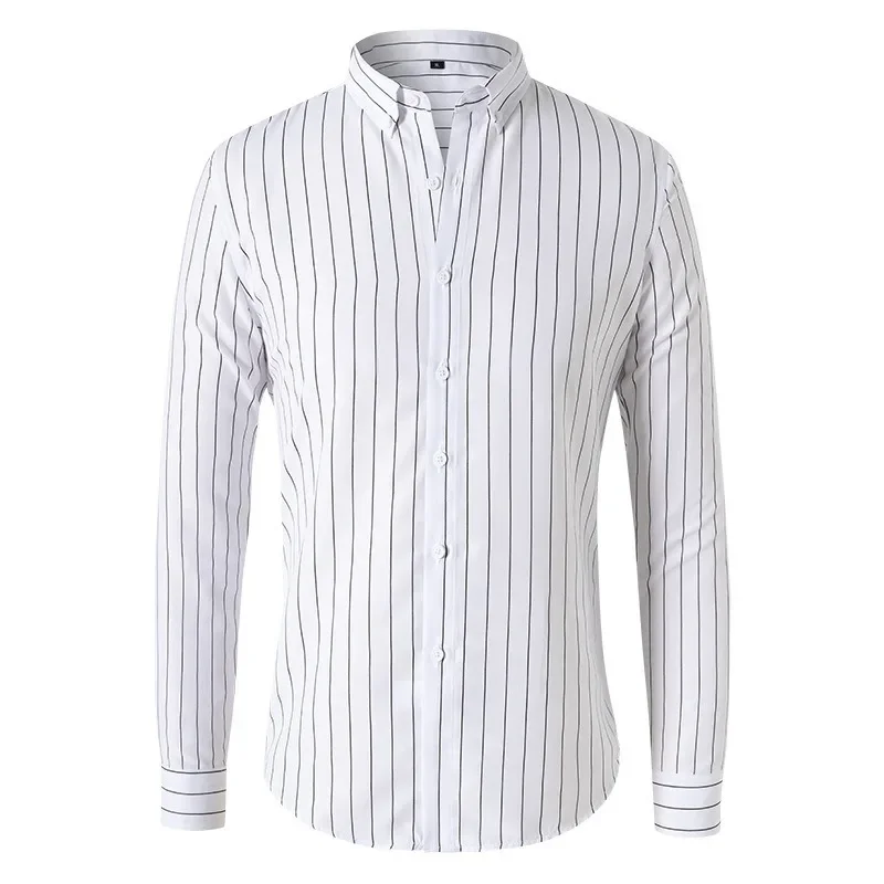 2024 New Spring and Autumn Men\'s Long-sleeved Shirts Trendy Handsome Slim Casual Men\'s Striped Shirts