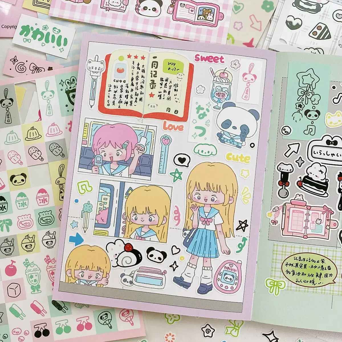 

Tags Handbook Gu Card Material Sticker Panda Cute Cartoon Sticker Diy Mobile Phone Case Decoration