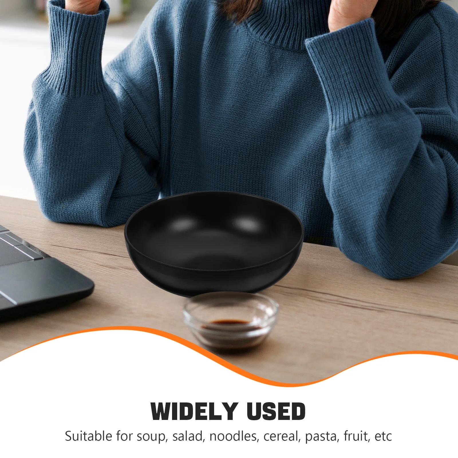 2Pcs Stylish Japanese Ramen Bowls Material Noodle Soup Container Black Creative Design Food Serving Bowls