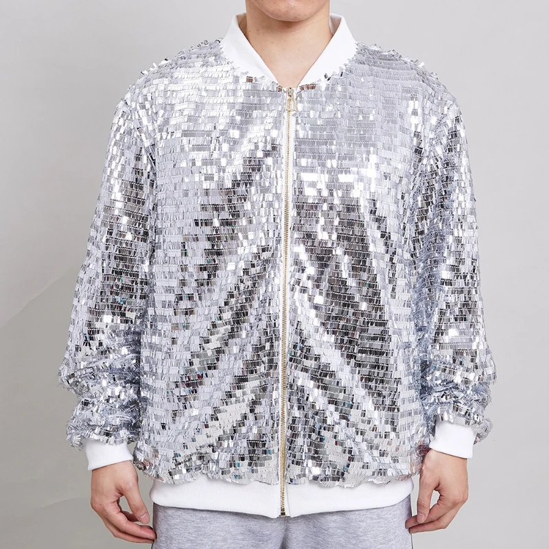 2025 Euro-American Multi-Color Blade Sequin Jacket for Men, Fashionable and Sophisticated Party Men's Baseball Uniform,Eur Size
