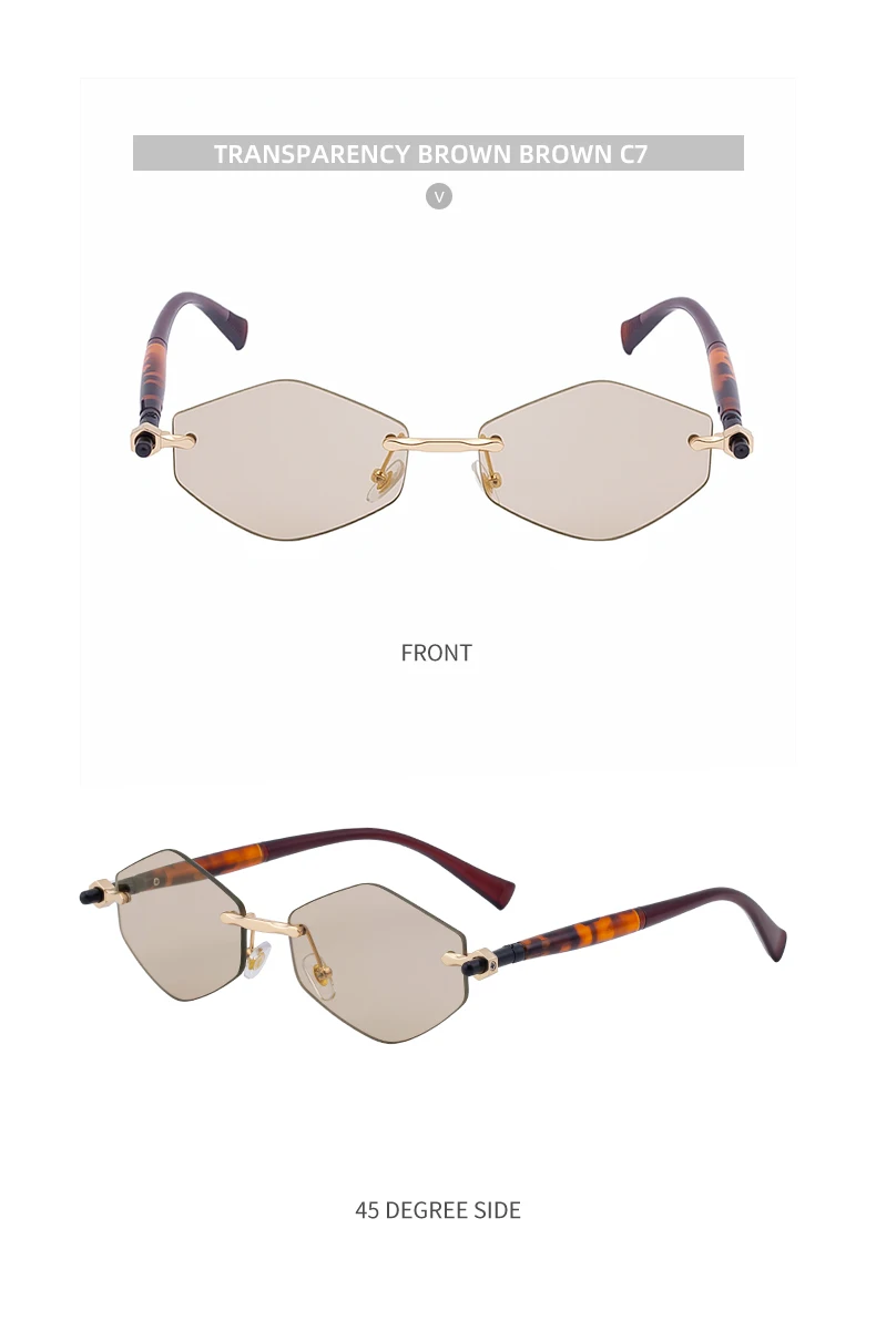 Randlose Polygon-Sonnenbrille für Damen 2026 Luxusmarke Mode Retro Sonnenbrillen Punk Sechseckige Brillen für Damen UV400 Outdoor-Sonnenbrillen – Detail 24