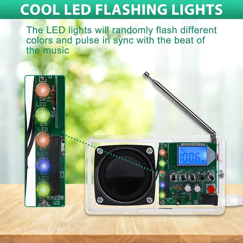 FM Radio Kit, Welding Project Radio With LED Flash Light DIY Radio Kit For Learning Teaching STEM Education Durable Easy To Use