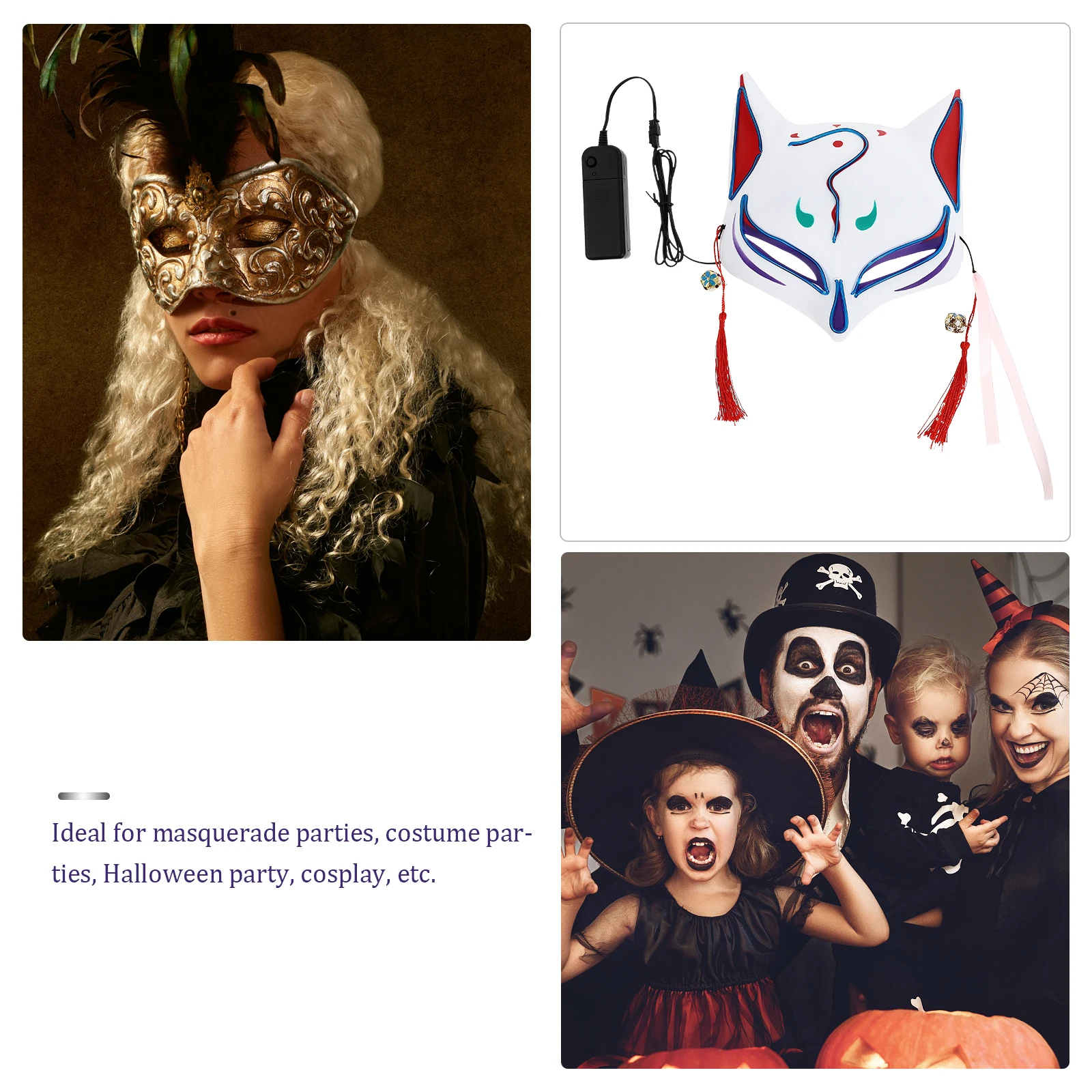 1 قطعة الثعلب المتوهج قسط لحفلة الهالوين كرنفال تأثيري حلي رعب مخيف قناع مضيئة ديكور الإبداعية مضحك قناع