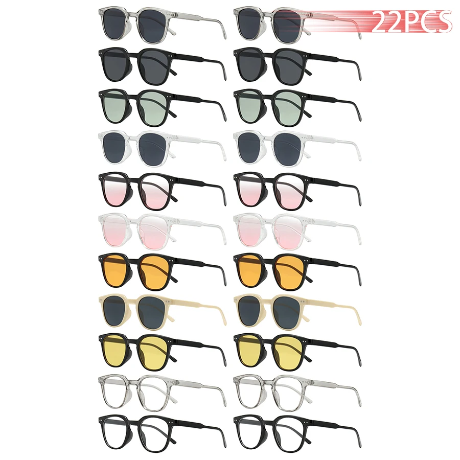 

﻿ 22PCS Fashion Small Round Unisex Women's powder blusher Gradient pink lenses safety goggles Women Men glasses
