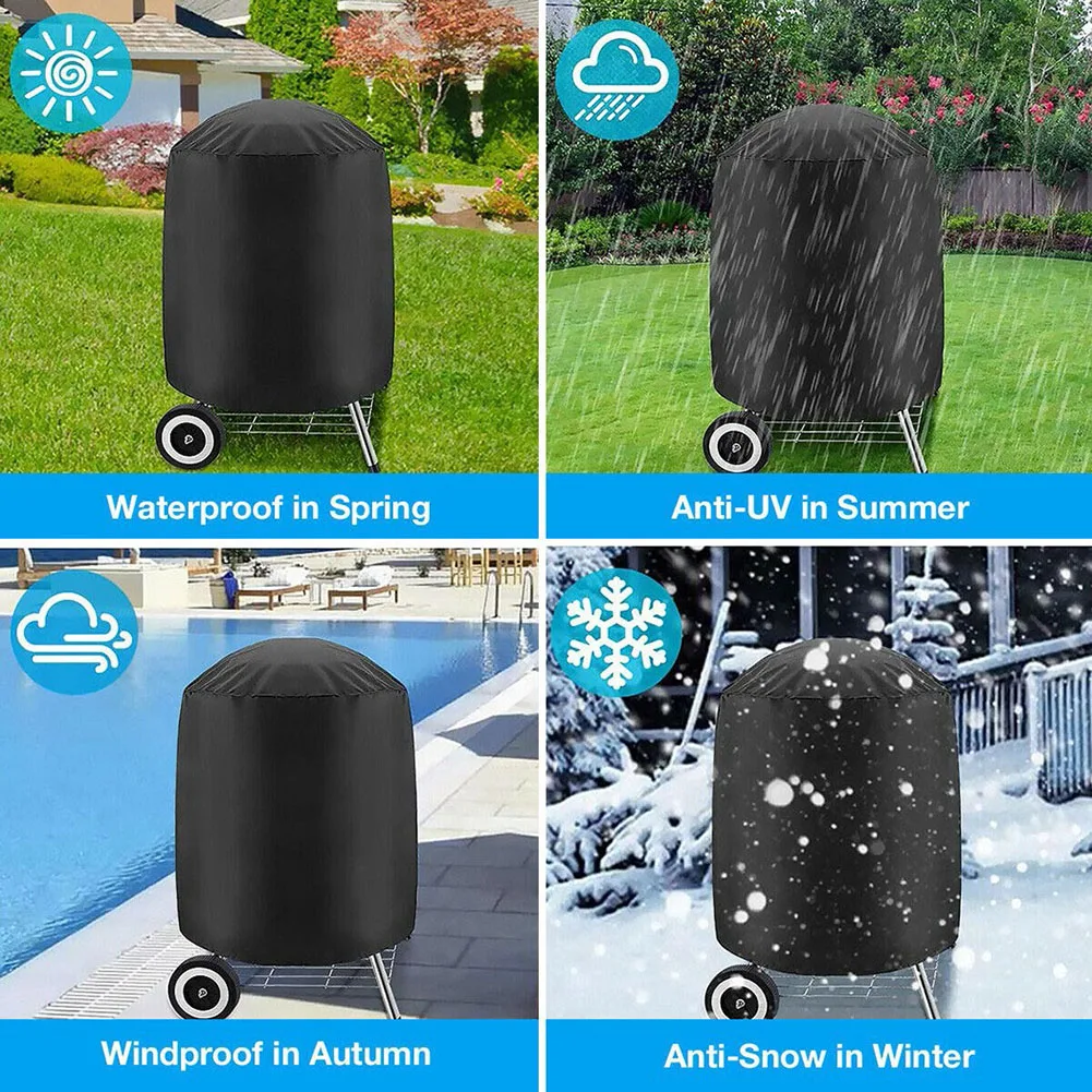 Premium Black Polyester Fabric BBQ Grill Cover for Weber Q1000Q2000 Series Gas Patio Fade Resistant and Waterproof