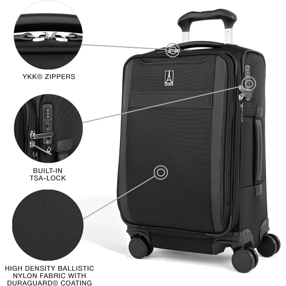 Equipaje de mano giratorio expandible ligero 8 maletas TSA Lock unisex para viajes de 21 pulgadas