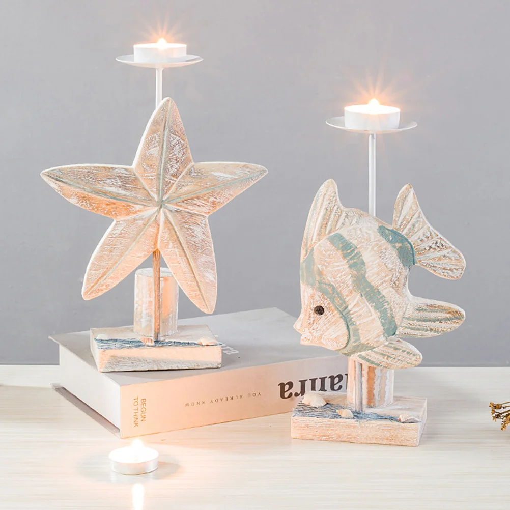 

Candlestick Romantic Decor Mediterranean Sticks Rural Wooden Home Holder