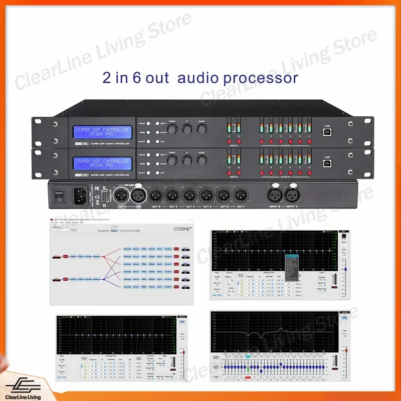 NDP260 Digital Audio Processor 2 In 6 Out DSP Car Audio Sound System Equalizer Crossover Amplifier Signal Processor for Auto