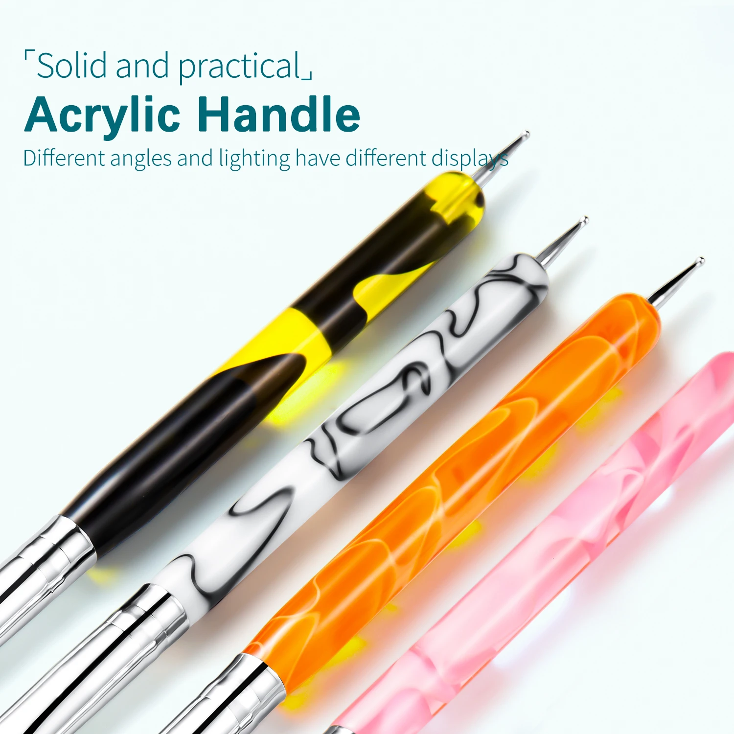 1/4/8PCS French Nail Art Brush Dual-Ended Nail Art Dotting Pen Acrylic Handle Drawing UV Gel Painting Brush For Nail Artistry
