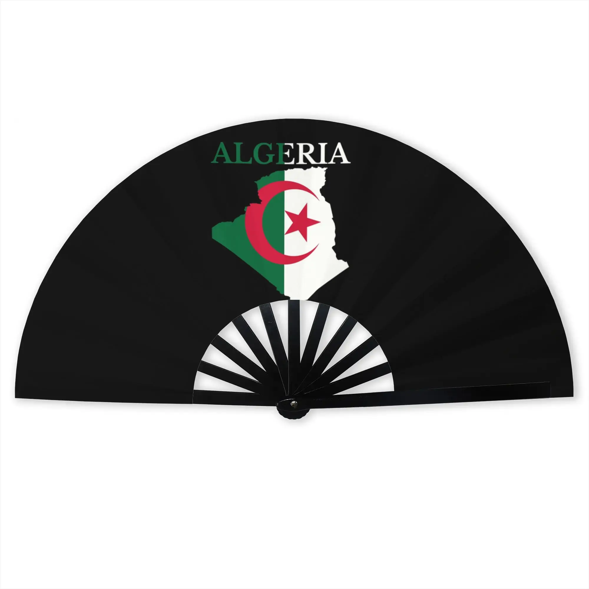 Algeria Flag Map Portable Pocket Fan Travel Algerian Heart Folding Fan Chinese Dance Cooling Handheld Fans