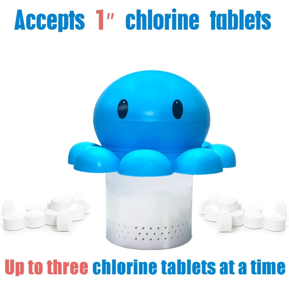 Eight-Claw Fish Pool Chlorine Float & Dispenser for 1 and 3inch Tablets - Suitable for Large/Small Pools, Hot Tubs, Spa Centers