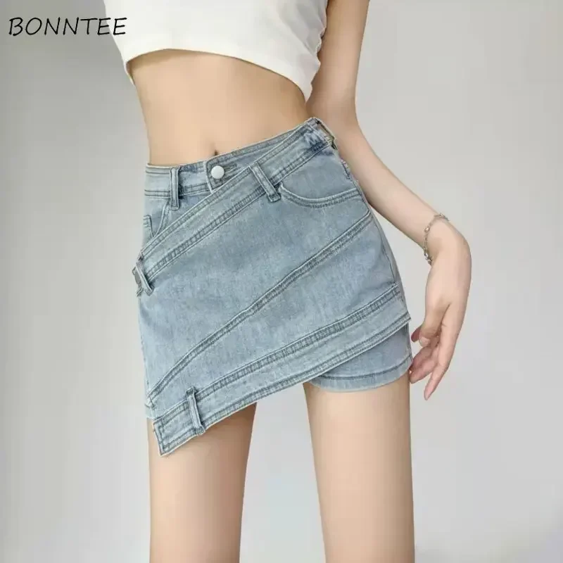 

Skirts Women American Hot Sexy Denim Ladies Summer New Arrival Irregular Empire Mini A-line Pockets Fashion Aesthetic Leisure