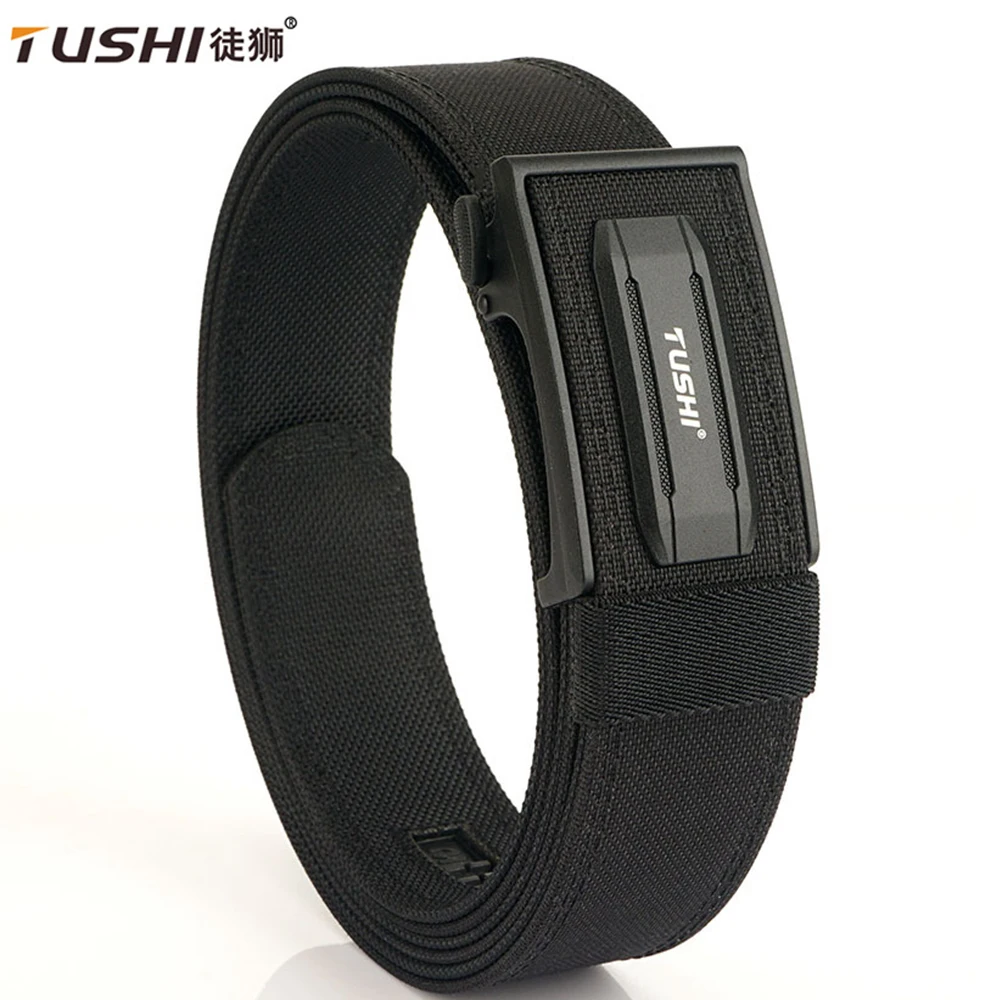 TUSHI New Tactical Pistol Belt for Men Metal Automatic Buckle Military Belt 1100D Tight Nylon IPSC Casual EDC Belt Male Girdle