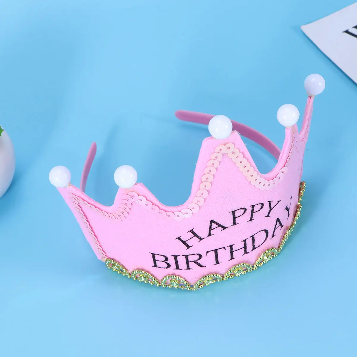 

Glowing Glitter Crown Headband Baby Kids Party Hair Hoop Non-Woven Fabric Birthday Headdress Shiny Crown Design for Girls Boys