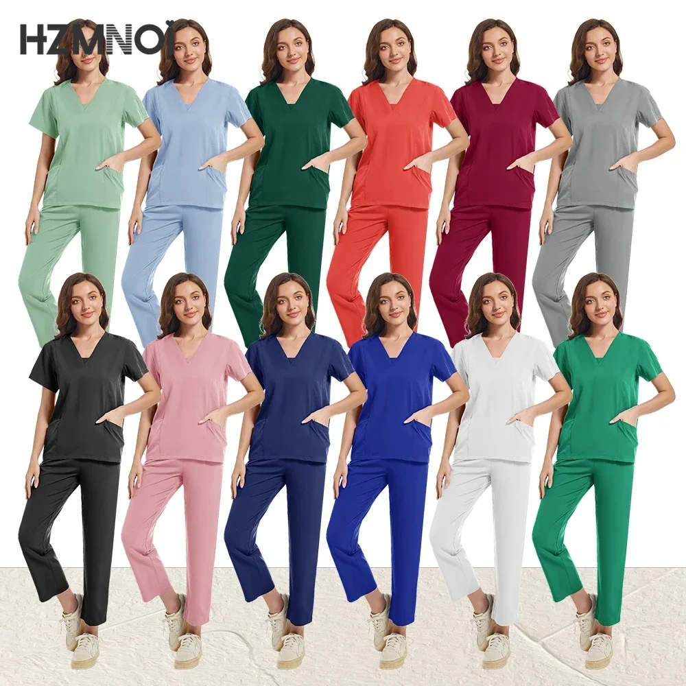 

Medical Tops Pant Women Scrubs Uniforms Hospital Doctors Scrub Sets Nurses Accessories Dental Clinic Beauty Salon Workwear Suit