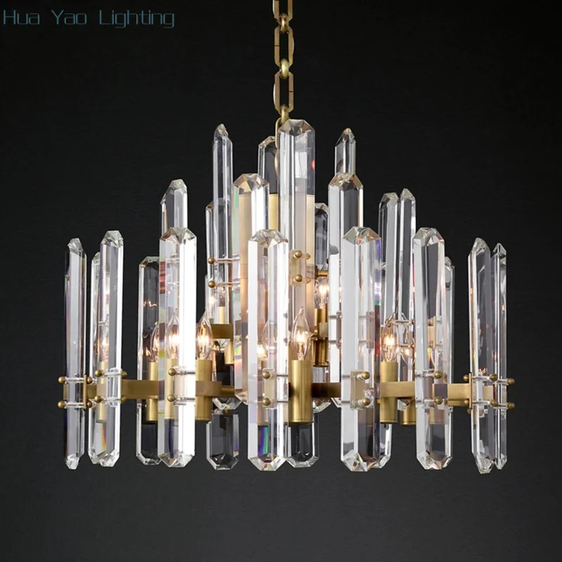 

Chandeliers Modern LED Brass Chrome Black Metal K9 Crystal Pendant Hanging Lamps Bedroom Living Room Lights Fixture