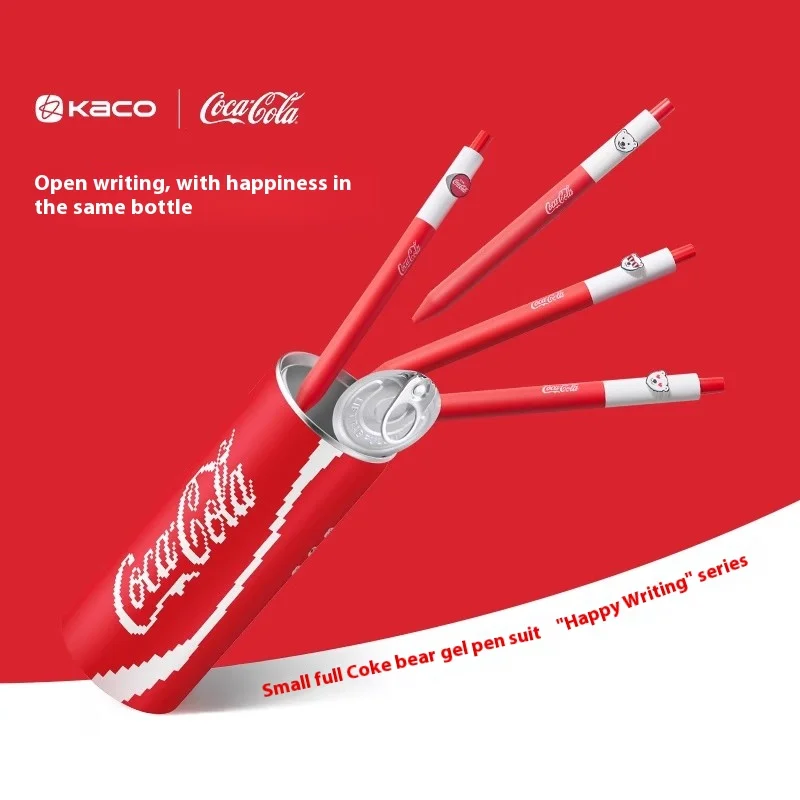4 unds/pack Kaco Coca-Cola Press bolígrafo de tinta de Gel, bolígrafo de secado rápido de 0,5mm, latas creativas bolígrafo de firma papelería para oficina y escuela