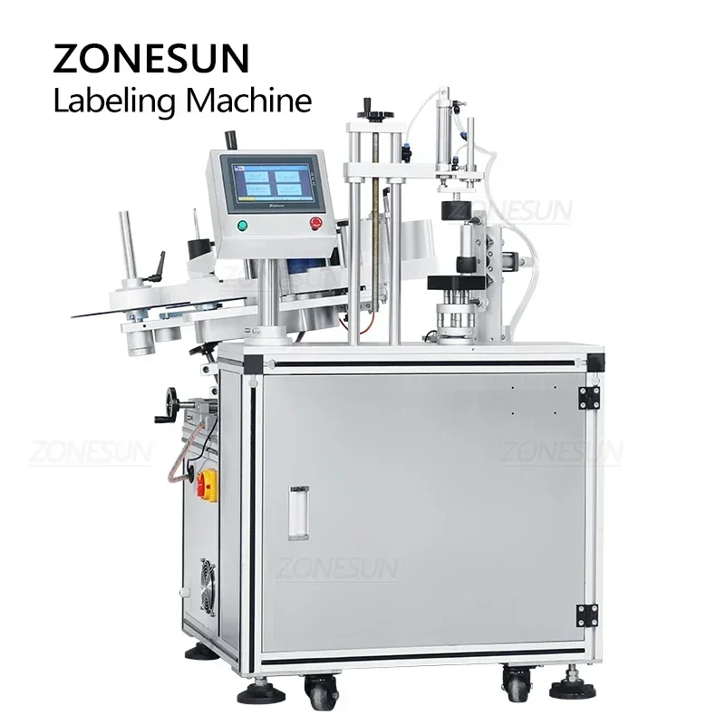 ZONESUN ZS-TB805B Etichettatrice semiautomatica da tavolo Barattolo esagonale cosmetico Bottiglie di plastica rotonde in vetro Vasche quadrate