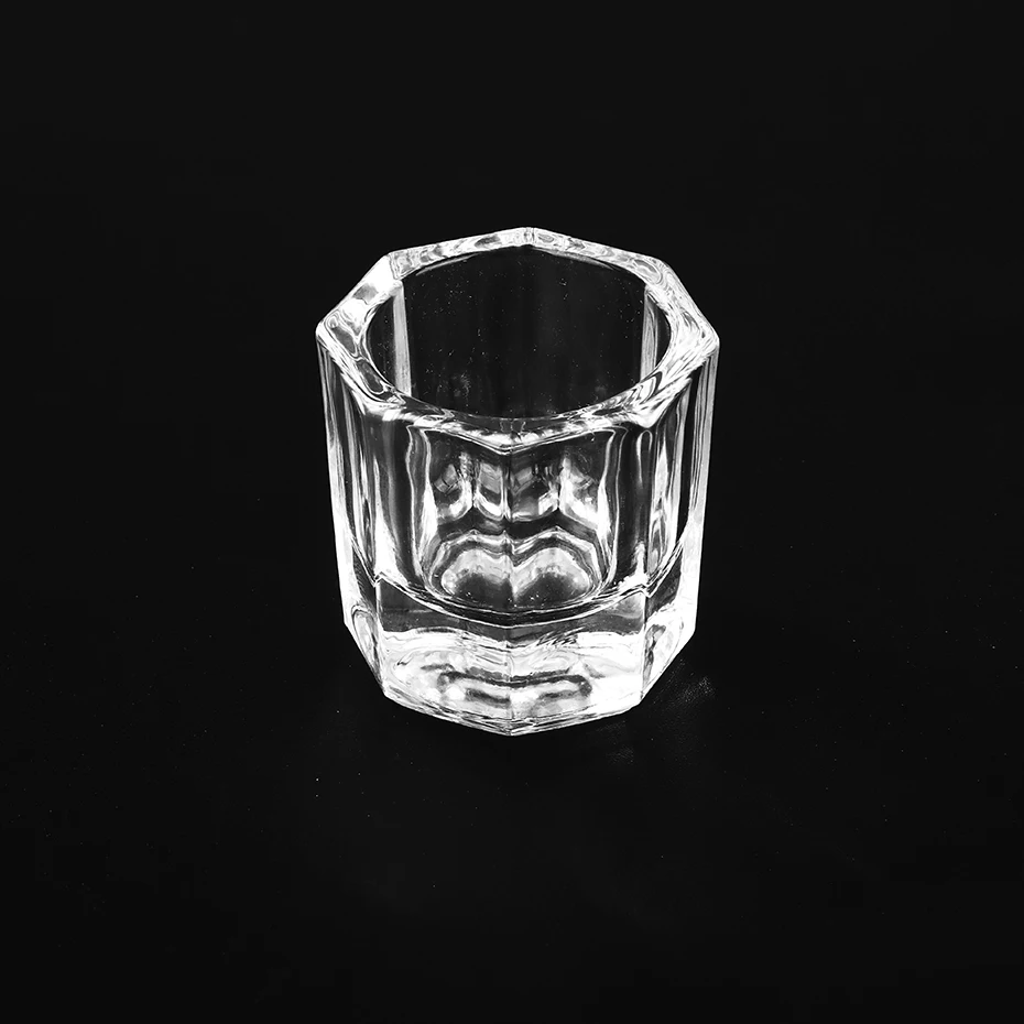 1PC Crystal Glass Clear Acrylic Small Octagonal Powder Liquid Nail Cup Dappen Dish Lid Bowl Cup Holder Equipment Nail Tools