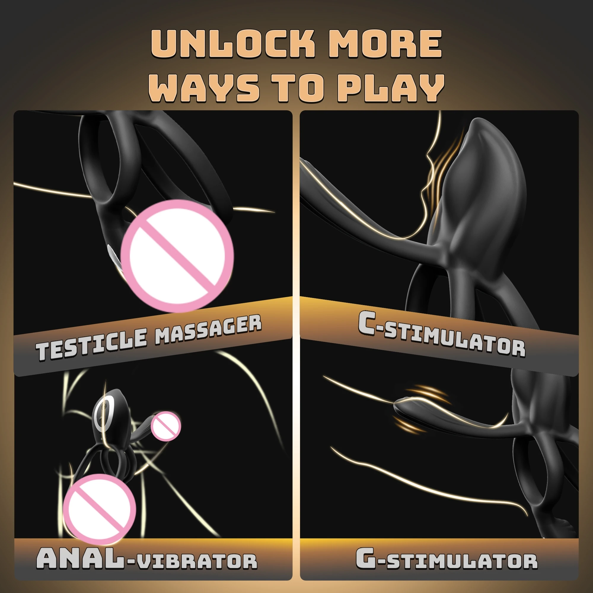 Kushor 4in1 Vibrating Cock Ring Vibrator Penis Ring G Spot Clit Stimulator Men Ejaculation Delay Remote Control Couple Sex Toy - Image 4