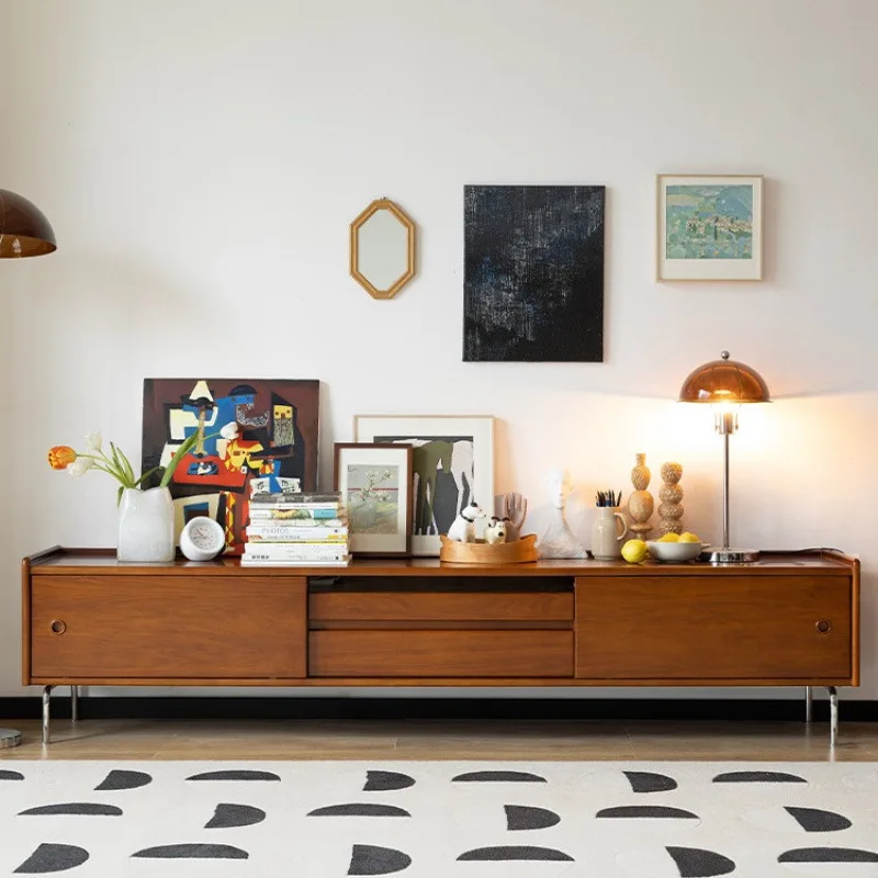 

Nordic retro TV cabinet solid wood chest combination living room bedroom storage TV cabinet simple pine log color