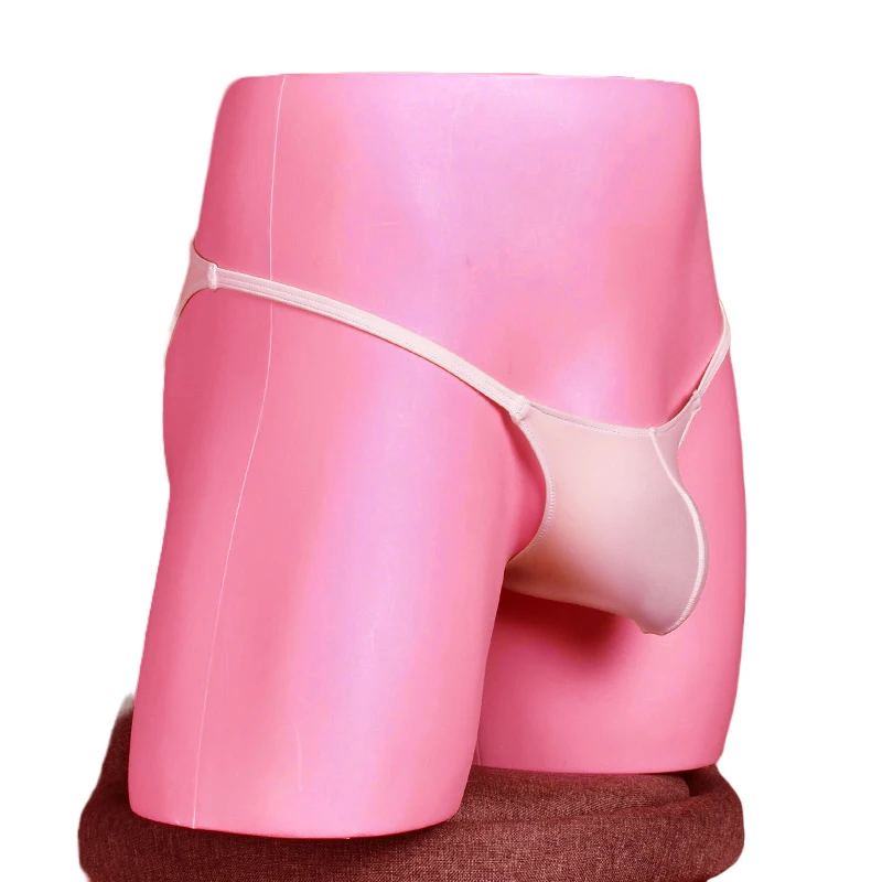 

Мужские трусы-брифы с выпуклым карманом, сексуальные, тонкие, из ледяного шелка, с высокой линией бедра, бикини, сексуальное мужское нижнее белье, горячая новинка