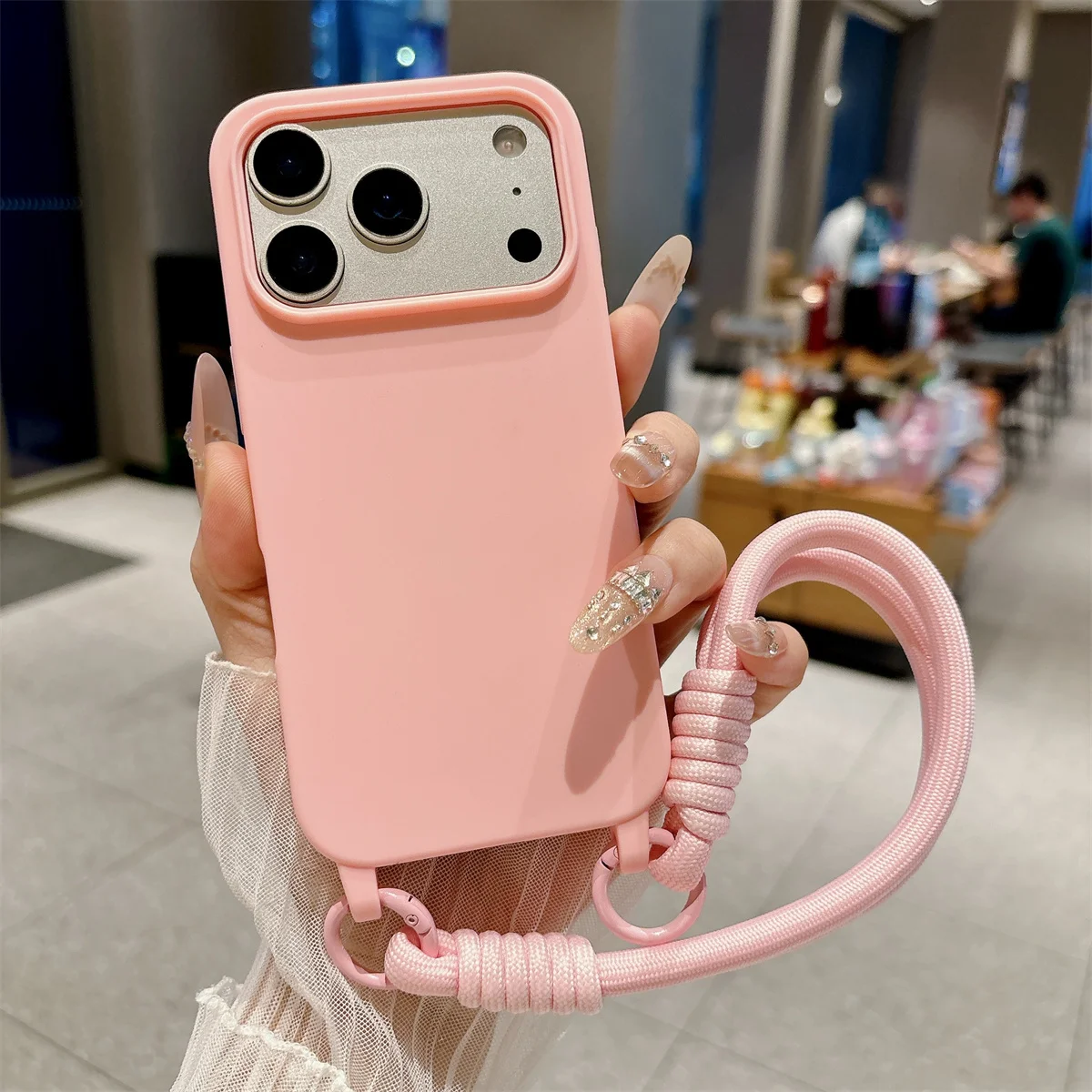 Handgelenkschlaufe Matte Silikon Weiche Handyhülle für iPhone Air 17ProMax 16 15 Plus 14 13 12 11 Pro Max Stoßfeste Schutzhülle